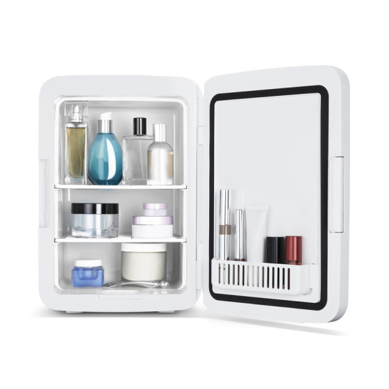 SCHNEIDER - SCMF10W - Mini frigo cosmétique 9L - Refroidissement et chauffage - Miroir avec LED - Etagères - Blanc